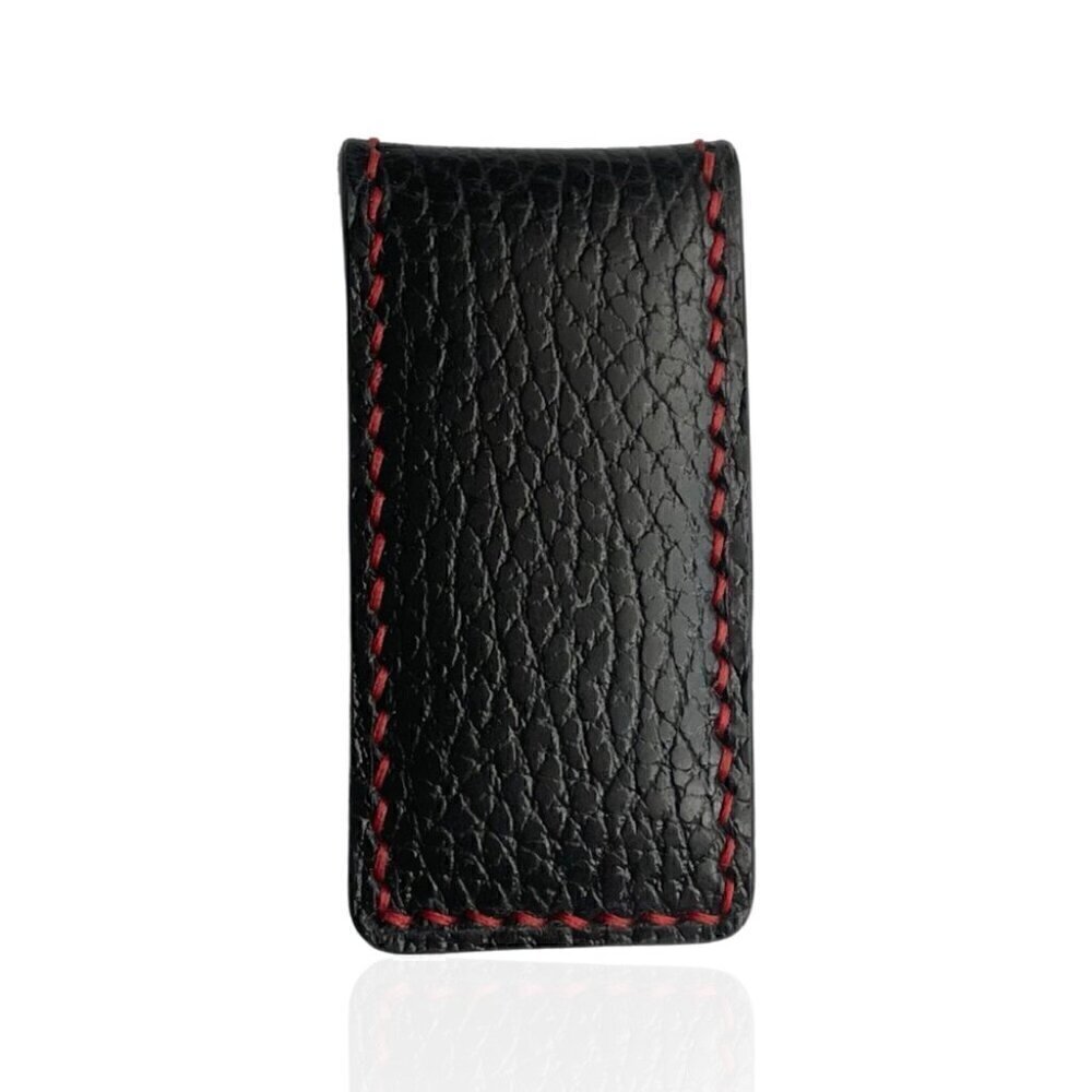 Hand Crafted Leather Money Clip, Strong Magnet, Accessory for Men (Black) - Picture 3 of 5